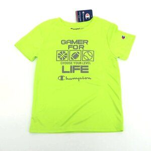 Champion Kids Neon Green Gamer For Life T-Shirt Short Sleeve NWT 18/20